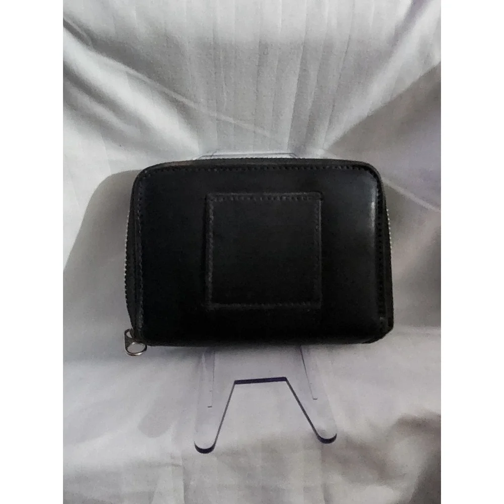 Polo Jeans Co Ralph Lauren Black Leather Zip Around Wallet RL Flag Logo Vintage